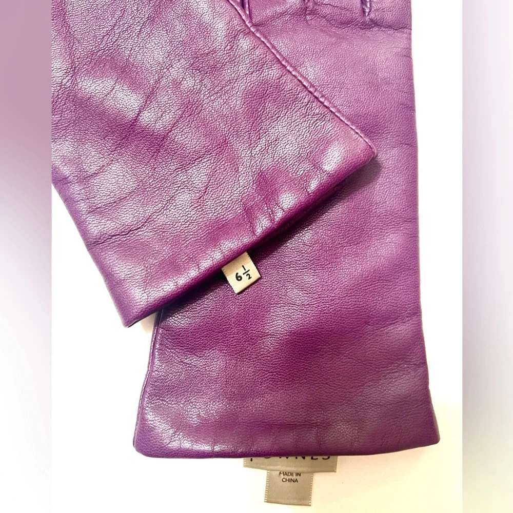 ULTRA LUXURY VTG Fownes Deep Purple LAMBSKIN Gloves Sz 6.5 | 100% Cashmere Lined